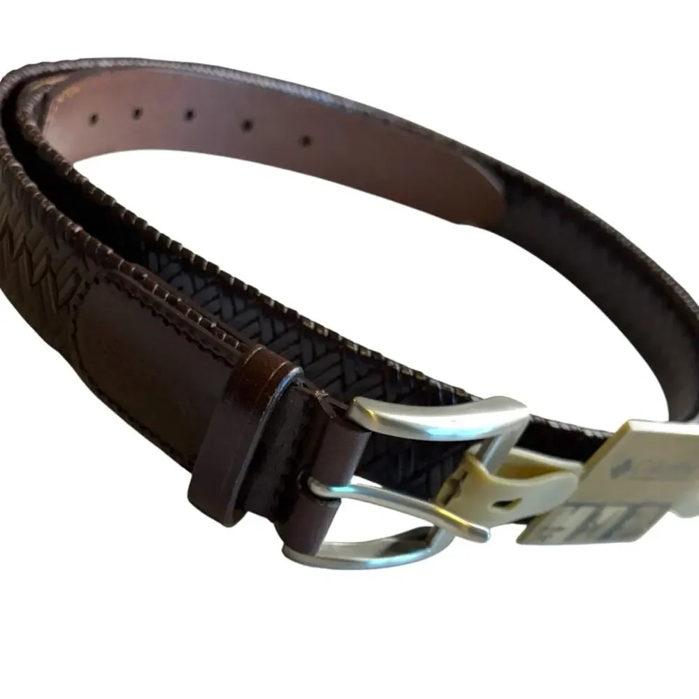 Columbia Brown Leather Woven Belt Men's XL |‎ Braided Dress Casual NWT
